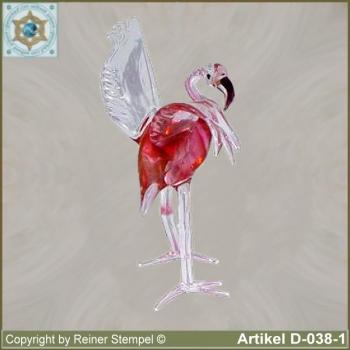 Glass animals, glass birds, glass bird flamingo standing in 3 variants, variant 1