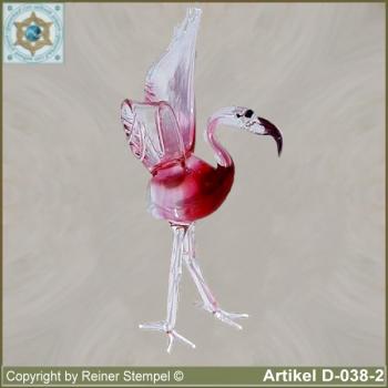 Glass animals, glass birds, glass bird flamingo standing in 3 variants, variant 2