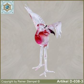Glass animals, glass birds, glass bird flamingo standing in 3 variants, variant 3