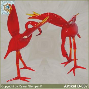Glastiere, Glasvögel Glasvogel Flamingo stehend Orange Rot Set 2-tlg.