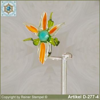 Flowers rods, orchids rods, flowers holders made ??of glass with glass flower orange