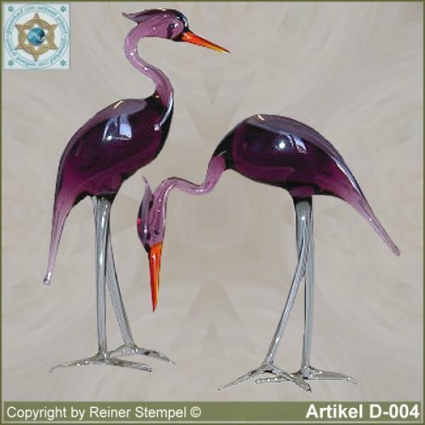 Glass animals, glass birds, glass bird, heron piked or upright violet