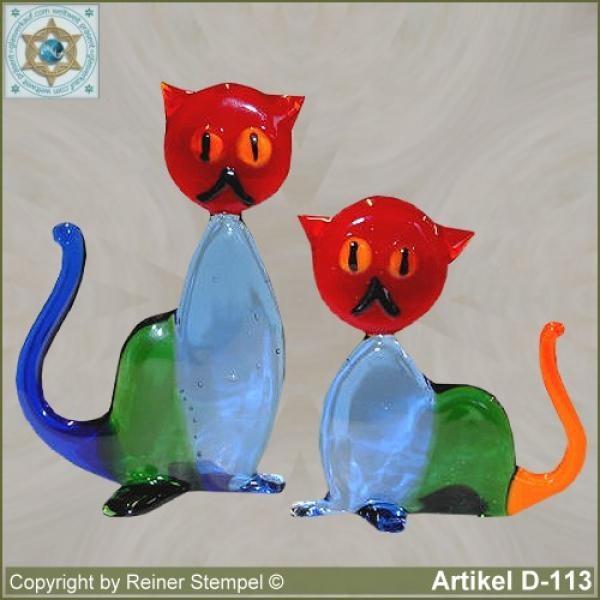 Glastiere, Glastier, Katze, Katzen Set 2-tlg. stilisiert