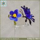 Flowers rods, orchids rods, flowers holders made ??of glass with glass flower and glass animal butterfly blue